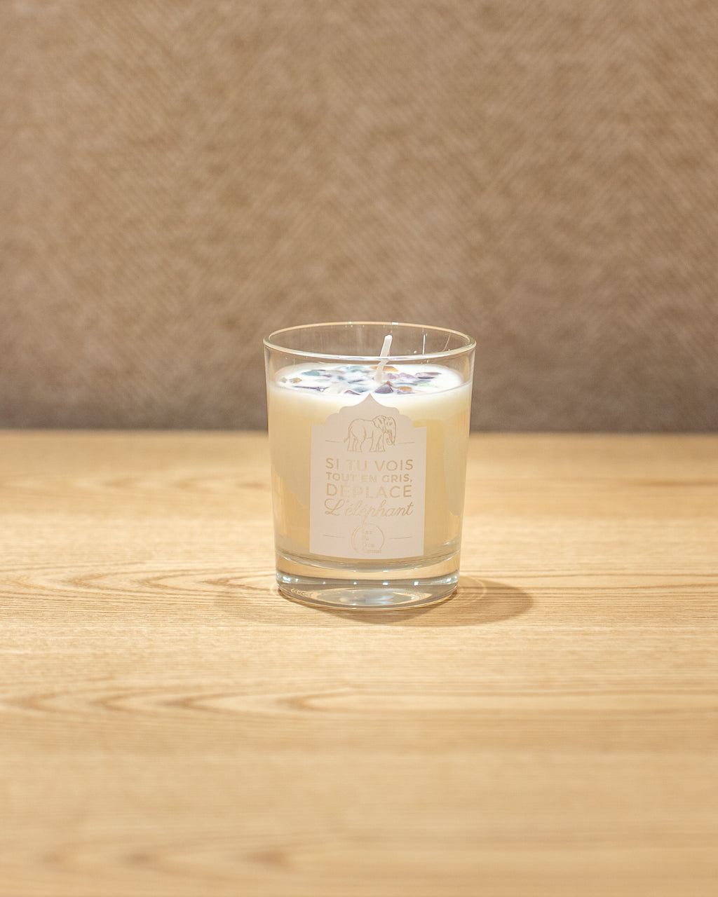 Bougie Énergétique "Si tu vois tout gris, déplace l'éléphant"
