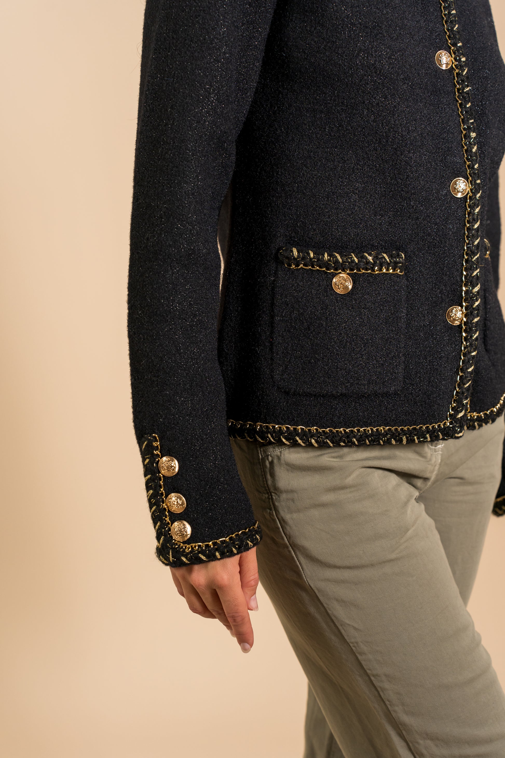 Veste en maille couture scintillante