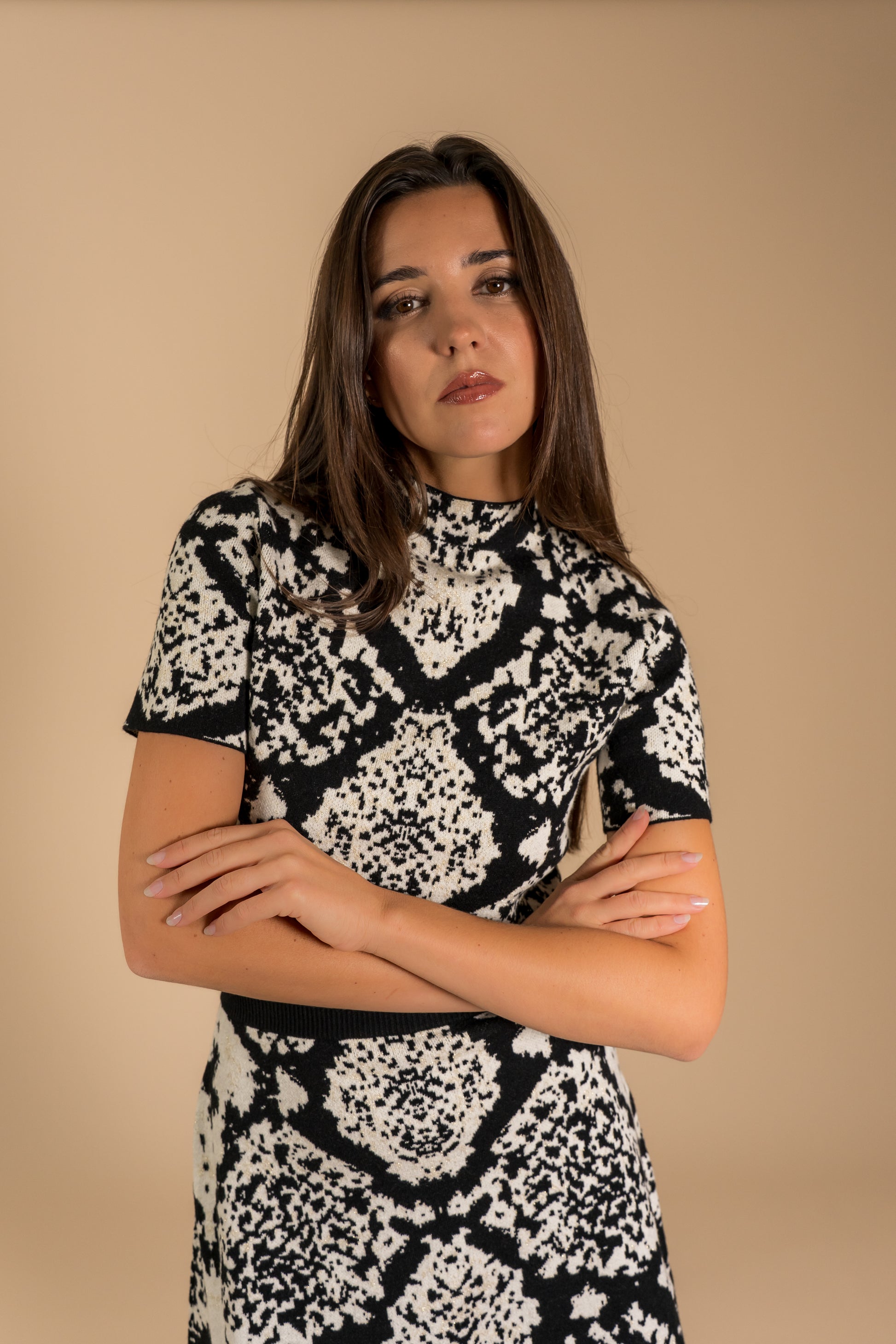 Pull en maille lurex motif graphique