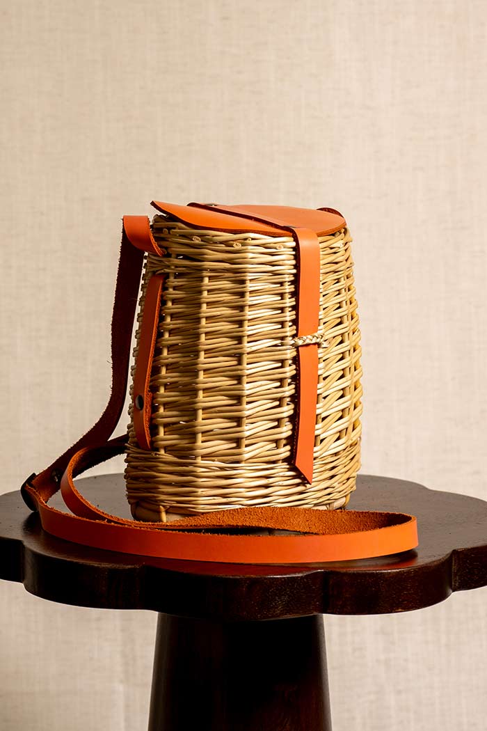 Sac Besace osier et cuir