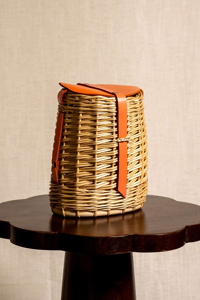 Sac Besace osier et cuir