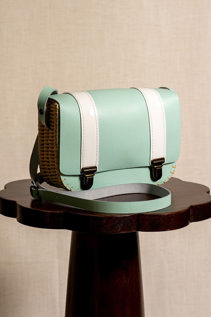 Sac Cartable rotin et cuir